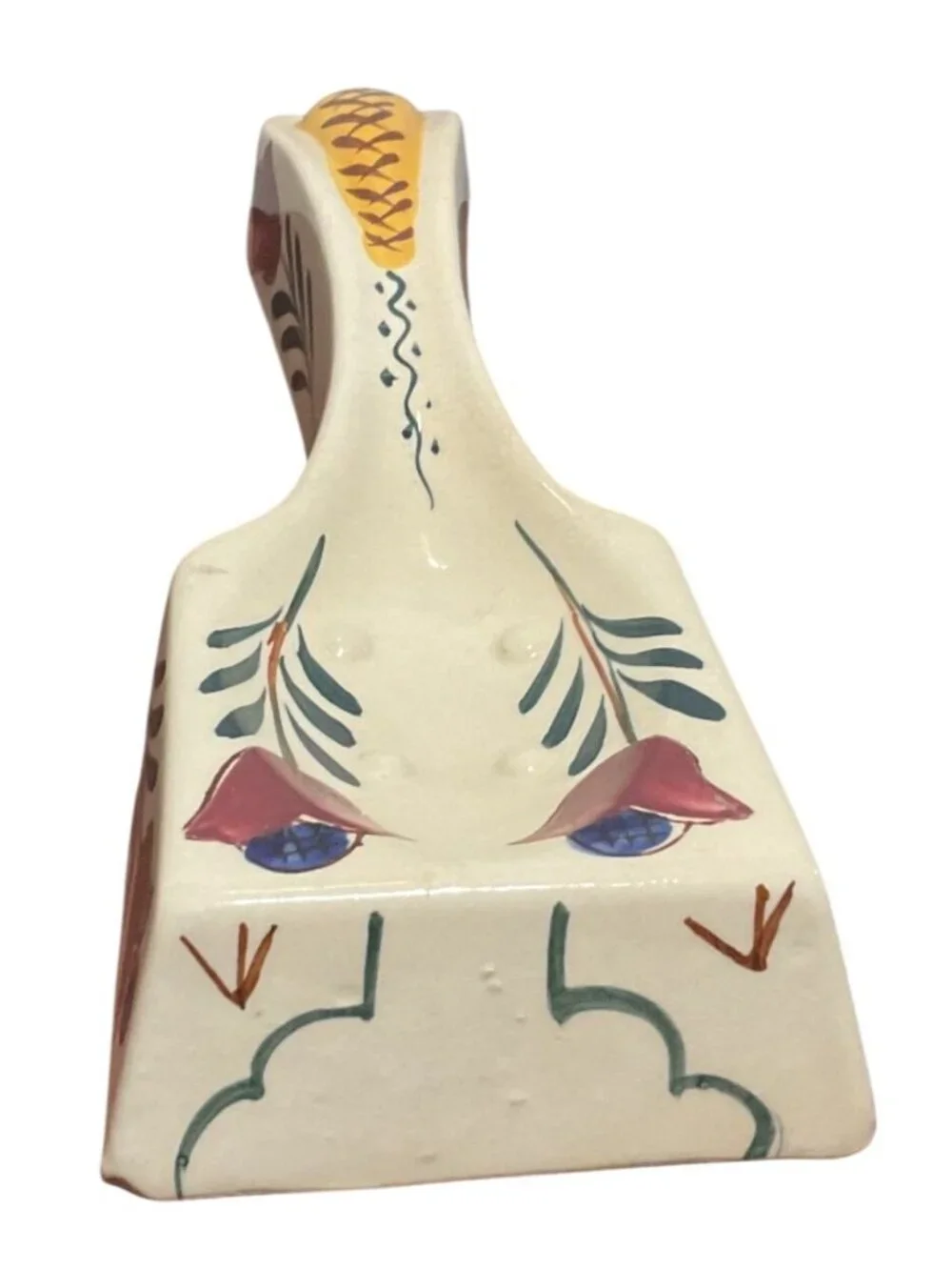 Vtg Hand Painted Ceramic Spoon Rest With Tulip Design Made In Japan 8